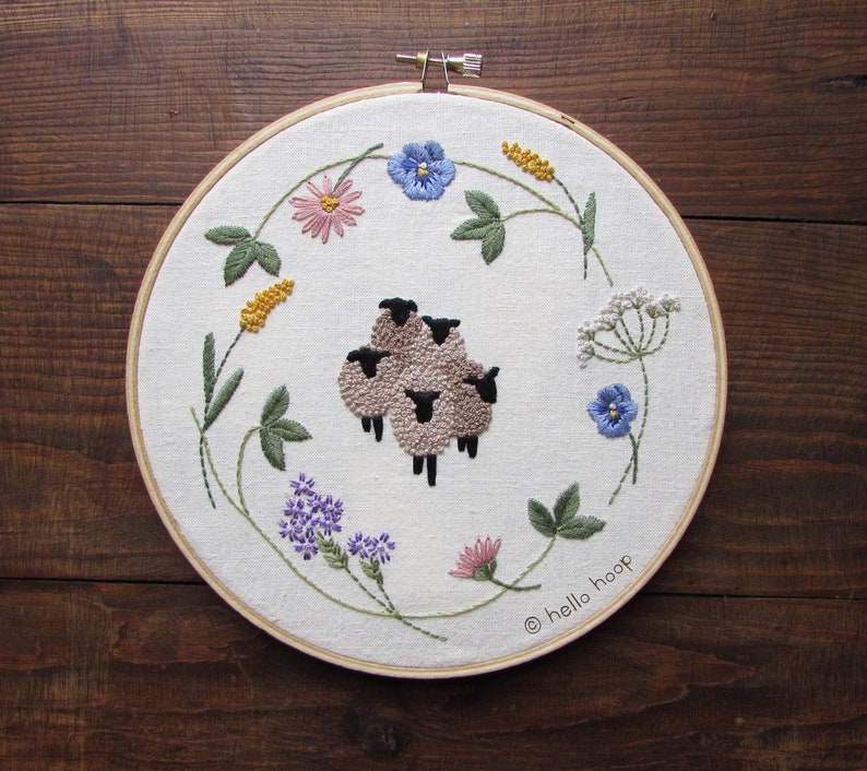 Spring sheep hand embroidery pattern PDF Instant download image 2