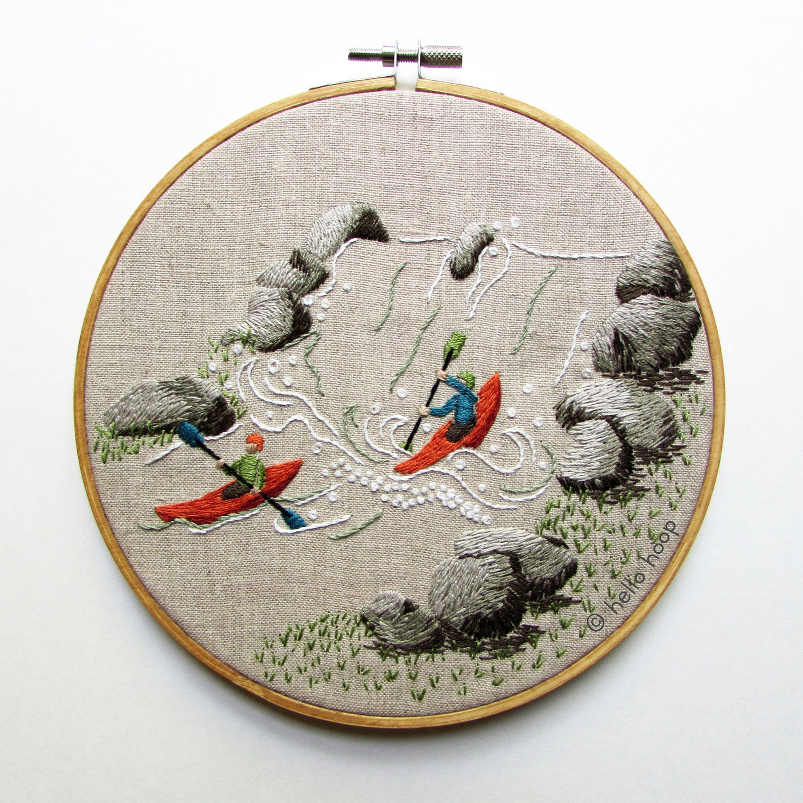 Kayaking Hand Embroidery Pattern PDF Instant Download - Etsy