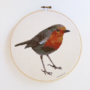 Robin cross stitch pattern - birds embroidery - PDF - Instant download