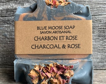 Charcoal Rose Soap / All Natural Soap / Vegan Soap / Handmade / Facial Bar