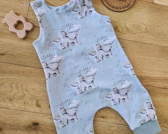 Hello little one romper, unisex new baby romper, Stork baby romper, unisex new baby dungarees,  Stork delivery romper, baby elephant romper