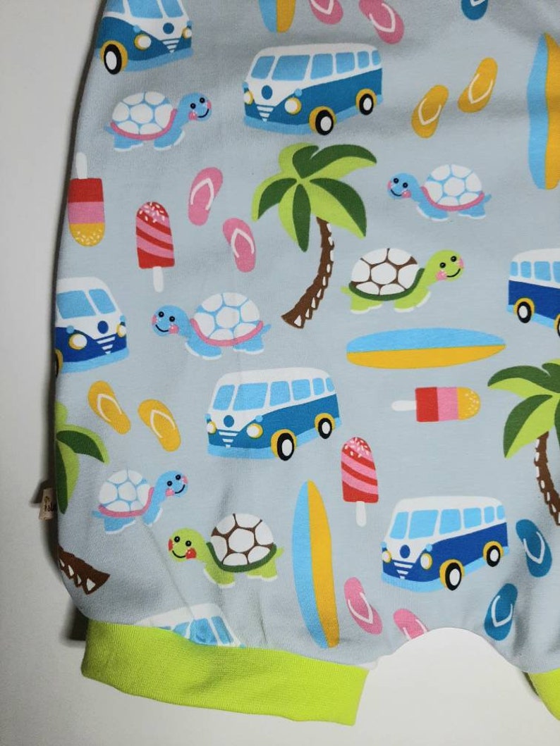 baby gift unisex campervan romper VW romper campervan and surf board romper Grey campervan harem romper campervan all in one