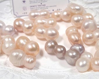 Natural Twinned Freshwater Pearl | Rare Double Pearl, White Cream Peach Luster