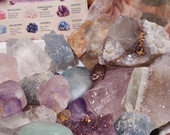 Moon Dust Crystal Mix | Rose Quartz, Amethyst, Celestite Blend | Celestial Altar Decor