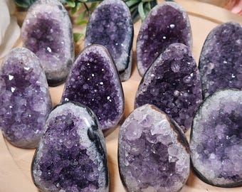 Natural Amethyst Druzy Freeform Crystal | Polished Base, Purple Geode Specimen (2–2.25 Inches)