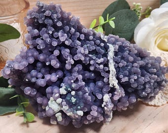 Large Grape Agate Specimen 792g | Natural Purple Botryoidal Chalcedony | Sulawesi Indonesia | Collector Crystal Display Piece