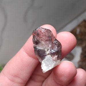 Brandberg smoky amethyst with red lepidocrosite and black rutile crystal  from Namibia