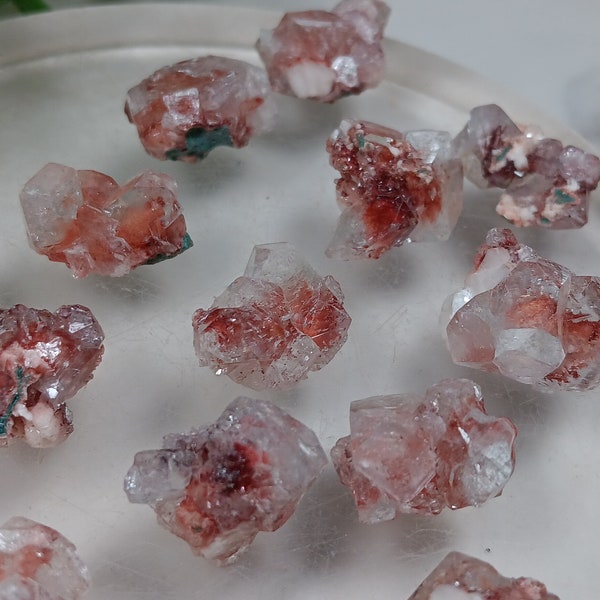 Red Apophyllite tiny crystal cluster from Nasik maharashtra India, Hematite Included rare mineral specimen z50