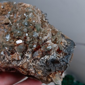 Brookite crystals with chlorite quartz crystals on matrix cluster from pakistan V