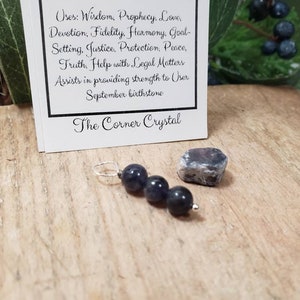 Blue Sapphire pendant and rough sapphire corundum crystal set, crystal healing gift idea