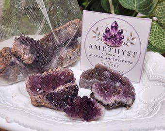 25g Tiny Sparkly Amethyst Clusters set from Turkey – 25g Mini Specimen Mix, alacam mine