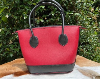 Beautiful Saffiano Red and Black Leather Purse