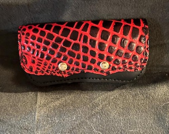 Red and Black Gator Embossed Glasses case