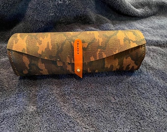 Bespoke Leather Travel Watch Case Camouflage Printed Cowhide