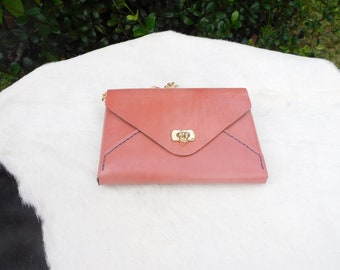 Beautiful Rose Leather Envelope Crossbody Bag