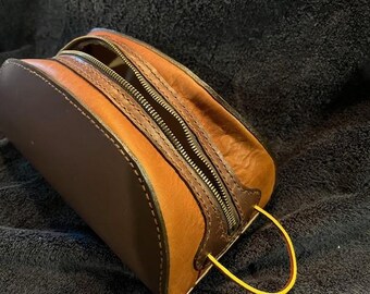 Men's Dopp Kit Made From Cowhide and Bison