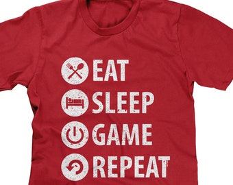 Eat Sleep Game Repeat Mens Short Sleeve T-shirt - Nerd Gamer Video Games Funny Humor Joke Console Gaming Lifestyle Geek- DT-00002