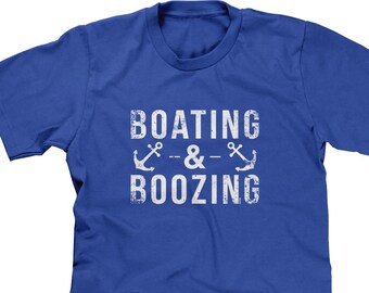 Boating and Boozing Mens Short Sleeve - Boats, Booze, Yachting, Pontoon Boat, Party Boat Shirt, Lake Shirt, Sailing, Drinking - DT-01418