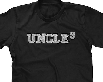 Uncle of 3 - Cubed - To The Third Power Mens Short Sleeve -Nephew Niece Baby Pregnancy Announcement Family Gift  -DT-01832