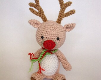 Amigurumi Rudolf deer Crochet Christmas decoration Stuffed animals crochet toys Christmas deer Rudolf red nose Gifts for friends