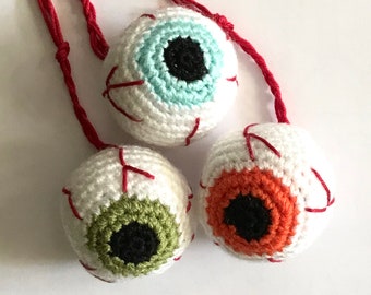 Eyeball set Halloween decoration set of three crochet home decoration for home Halloween gift for friends creepy spooky Halloween eyes