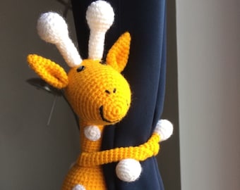 Giraffe Curtain tie backs  (a pair) Animal curtain holders Nursery curtain tiebacks Kids bedroom window decoration Children bedroom decor