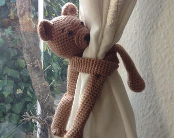 Corbata de cortina de oso (individual), corbata de cortina de guardería, corbata de animales, decoración de guardería, nuevo regalo para bebés, regalo de baby shower, corbata de cortina