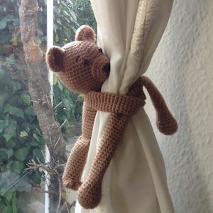 Bear curtain tie back (single), nursery curtain tie back, animal tie back, nursery decoration, new baby gift, baby shower gift, curtain tie