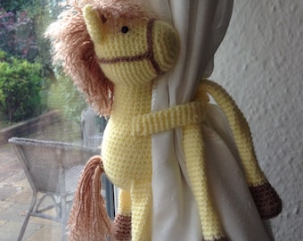 Crochet Horse Curtain Tie Back, Nursery Decor