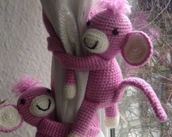 Crochet Monkey Curtain Tie Backs, Nursery Decor, Baby Shower Gift
