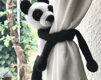 Crocheted Panda Curtain Tie Back, Nursery Decor, Baby Gift
