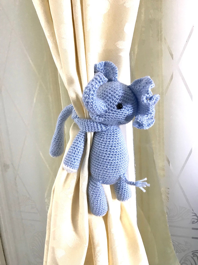 Blue Elephant Curtain Tie Backs Baby Boy Nursery Decoration Etsy
