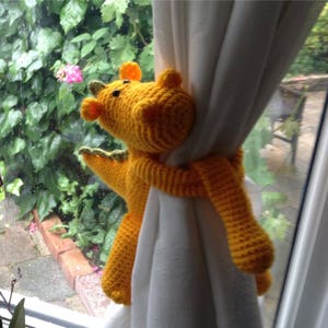 Dinosaur curtain tie (single), Animal tie back, nursery curtain tie, amigurumi Dinosaur, crochet Dragon, new baby gift, nursery decoration
