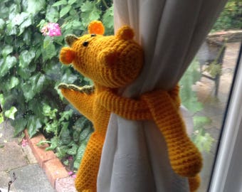 Dinosaur curtain tie (single), Animal tie back, nursery curtain tie, amigurumi Dinosaur, crochet Dragon, new baby gift, nursery decoration
