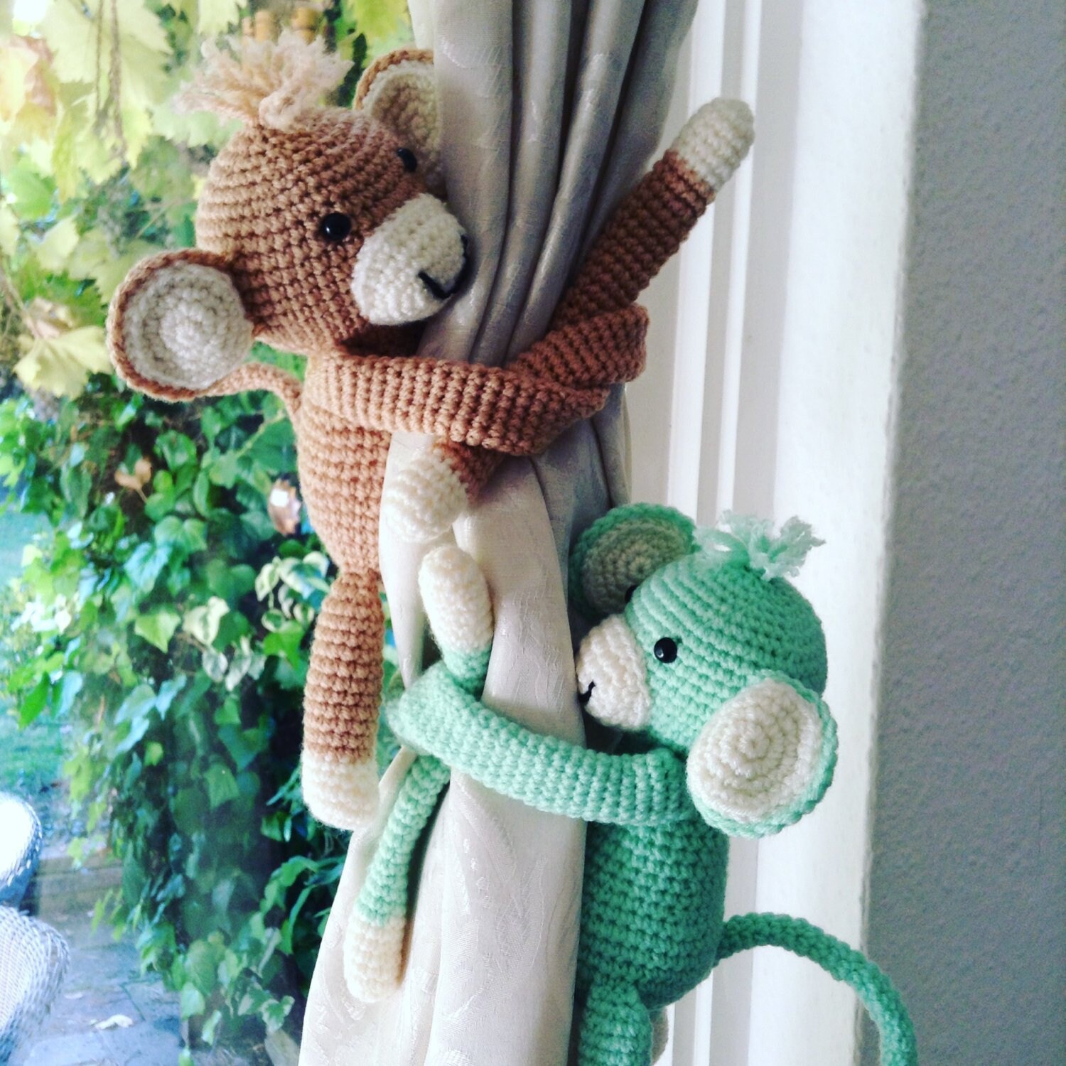 EXQUILEG 2 supporti per tende a forma di giungla, per bambini, camera dei bambini, camera dei bambini, decorazione della finestra (leone