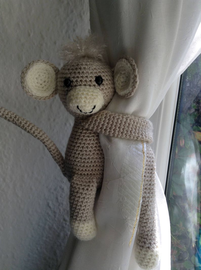 Ein paar gehäkelte Affe Vorhang Krawatte Rücken Kinderzimmer | Etsy