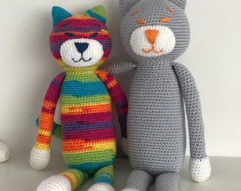 Amineko cat (single), amigurumi kitty, crochet cat, plush soft kitten, stuffed animal, nursery decoration, new parent gift, sleeping buddy