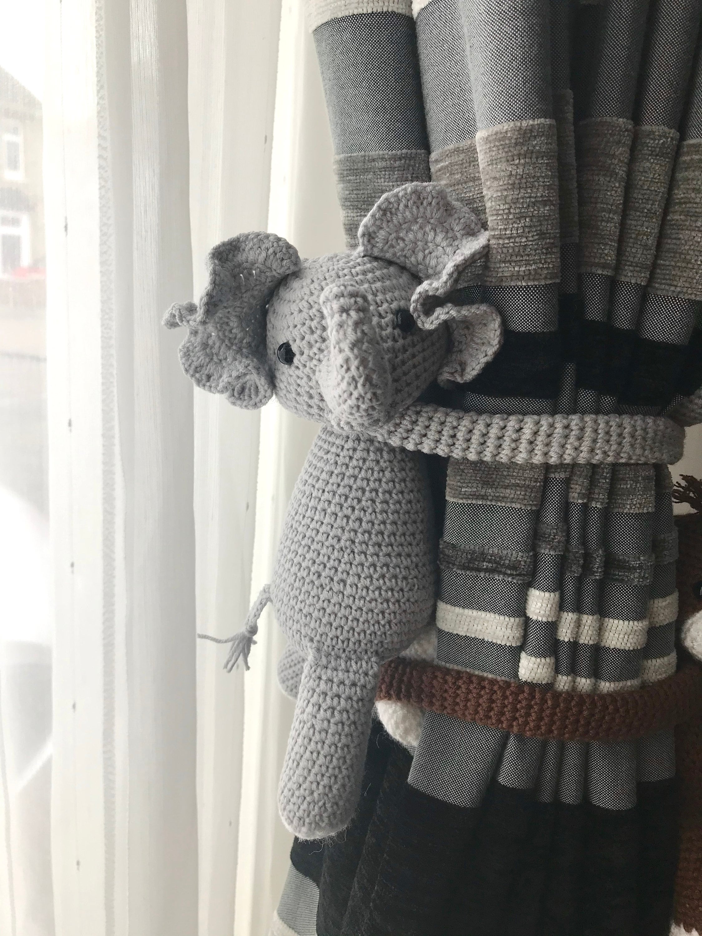 Crochet Animal Curtain Tie Backs Monkey and Elephant Nursery Etsy