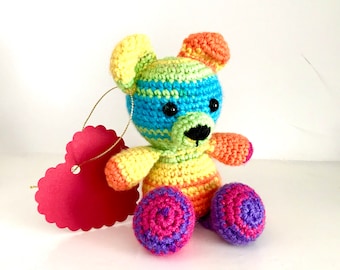 Rainbow bear gift Amigurumi teddy bear Gift for friend Crochet rainbow bear