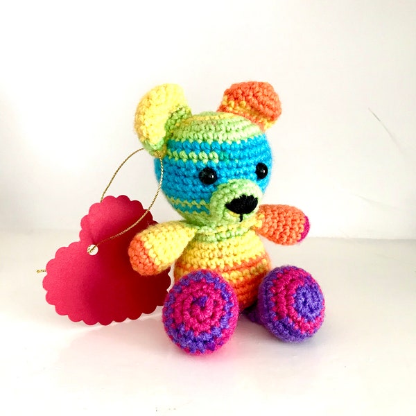 Rainbow bear gift Amigurumi teddy bear Gift for friend Crochet rainbow bear