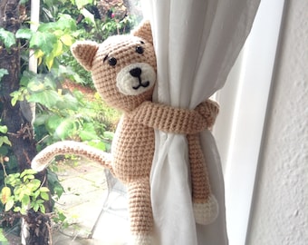 Crochet Kitties Curtain Tie Backs, Nursery Decor, New Baby Gift