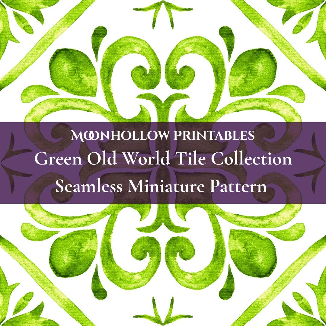 Green Old World Tiles – Seamless Miniature Pattern (1:12 Scale) - Etsy