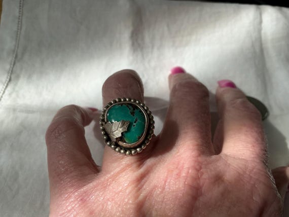 Silver Turquoise Teardrop Statement Ring (C650) - image 2