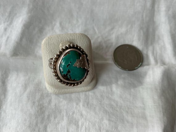 Silver Turquoise Teardrop Statement Ring (C650) - image 1