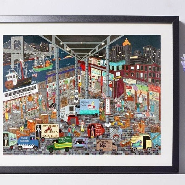 New York Art - Fulton Fish Market Art - Home Decor - New York Gift - NYC Art Print - Pat Singer's New York