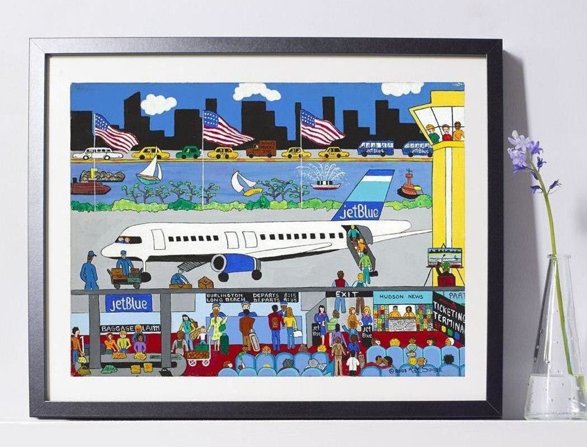 New York Art JetBlue Airlines Art New York Gift NYC Art Etsy