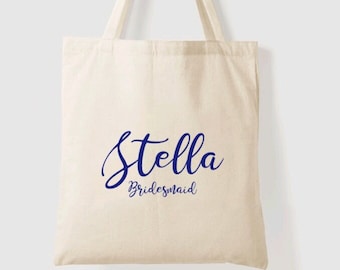 Name Brautjungfer Tote Bag, Personalisierte Trauzeugin Tote Bag, Brautjungfer Geschenkideen, Brautjungfer Vorschlag, Canvas Tote Bag Natural Wedding