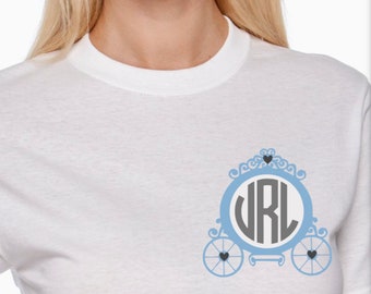 Monogram Disney T Shirt Cinderella Carriage Disney Bride Shirt, Disney Engagement Shirt, Disney Cinderella Shirt, Monogram Disney Shirt