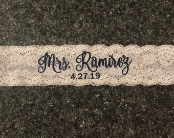 Blauwe kousenband, bruiloft jarretelles, kousenbanden, gepersonaliseerde iets blauw, je bent vervolgens bruiloft jarretelles, kousenbanden gepersonaliseerde bruiloft, Toss Kousenband