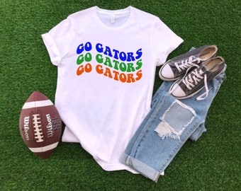 Groovy Wave Go Gators Shirt Retro Florida Shirt College Student Gift Florida Gators Football T-Shirt UF Gators Tailgating Tee Football Shirt